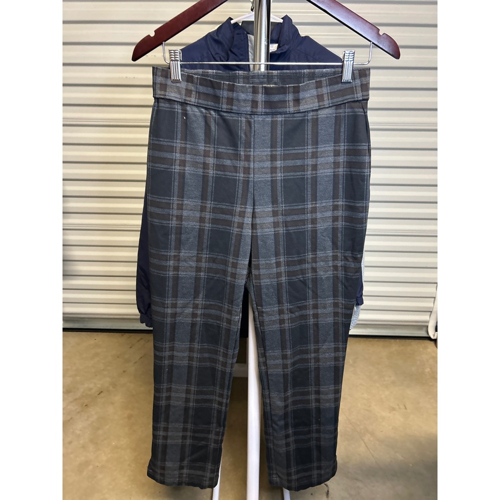 Christian Siriano Pants Women M Gray Plaid Ankle Slim Pull On Trousers Office